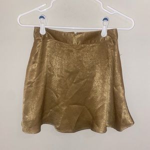 Gold Satin Mini Skirt